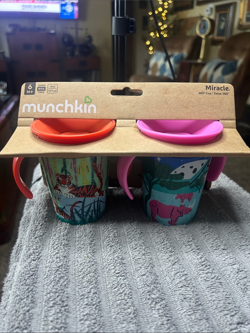 Munchkin Pink and Orange Miracle 360° Spoutless Cups (2-Pack)